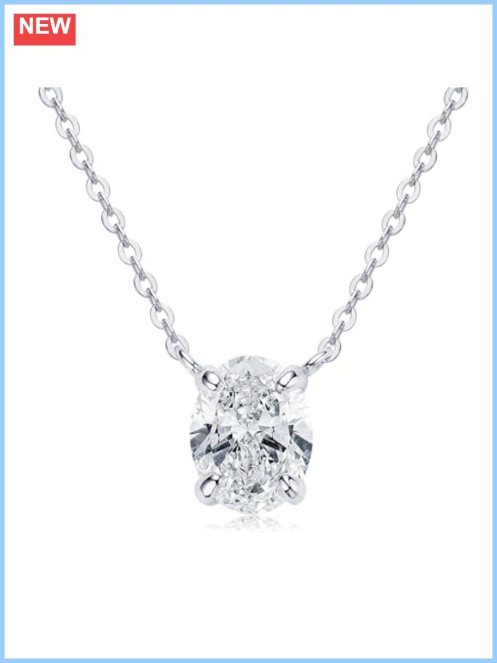 2ct Oval Moissanite Pendant Necklace 925 Sterling Silver Women Gift
